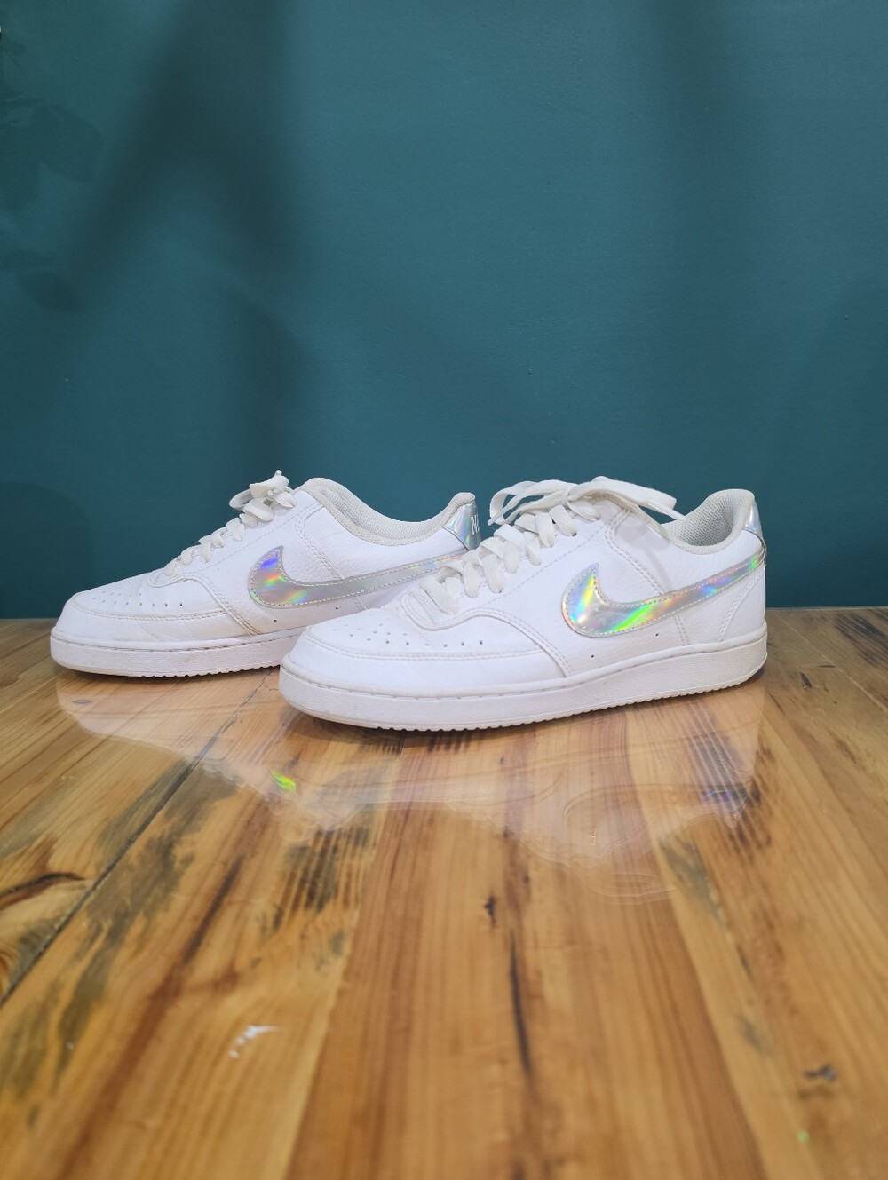 Nike Court Vision Low Iridescent Sneakers White Women's 9